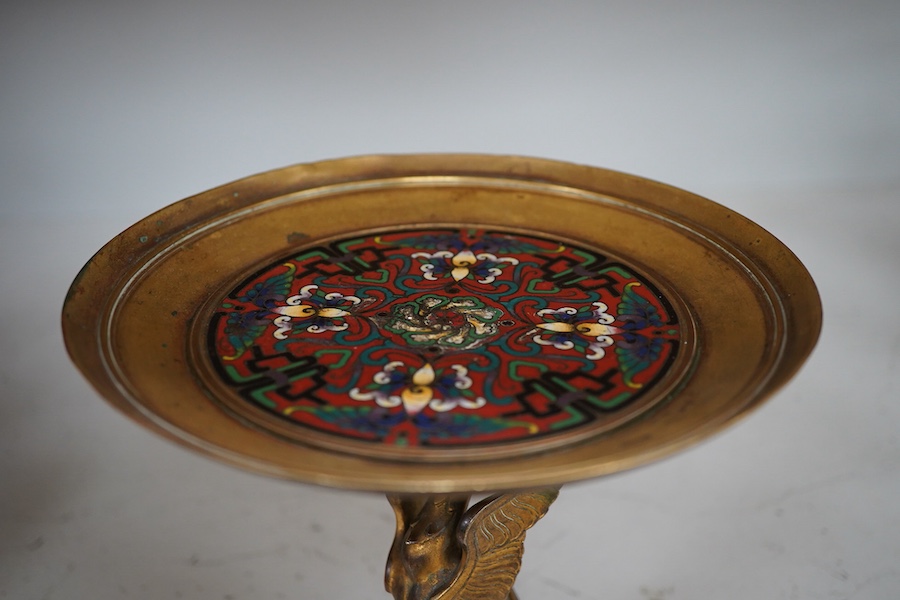 An Egyptian revival cloisonne and bronze tazza, 17.5cm
